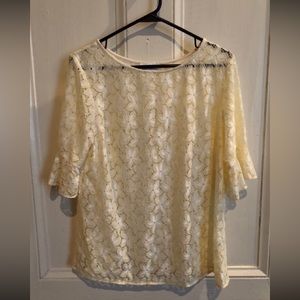 Jaclyn Smith Floral Lace Blouse Size L